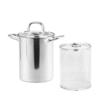Deep Frying Pot with Frying Basket Set: Kitchen Fryer Pot and Pasta Strainer Basket