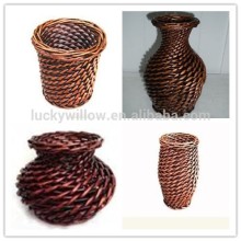 chocolate wicker flower vase for garden decoration