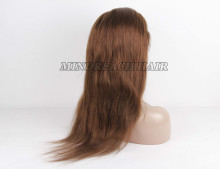 Brazilian human hair full lace wig natural straight full lace human hair wig 18" length #4 color human lace wig silk base wig