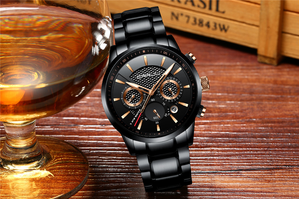 CRRJU Men Watch 30m Waterproof Watch Top Brand Luxury Steel Watch Chronograph Male Clock Saat relojes hombre 2212