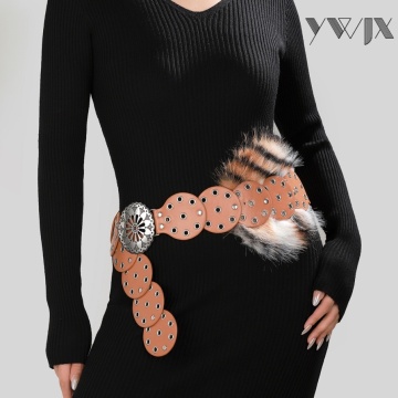 Women's Brown Leather Belt Stylish Accessory