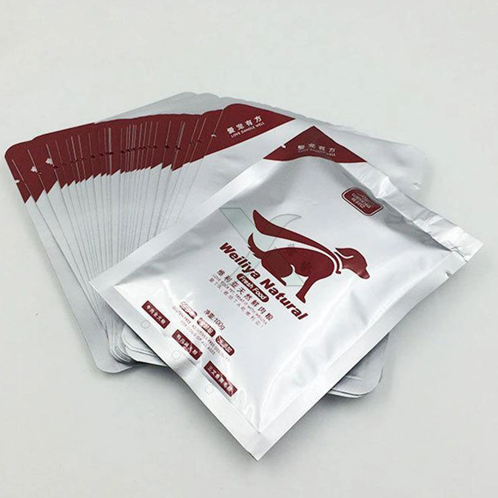 Qingdao Factory Composite Film PP PE HDPE Pet VMPET Three Side Sealing Self Sealing Pet Food Bag