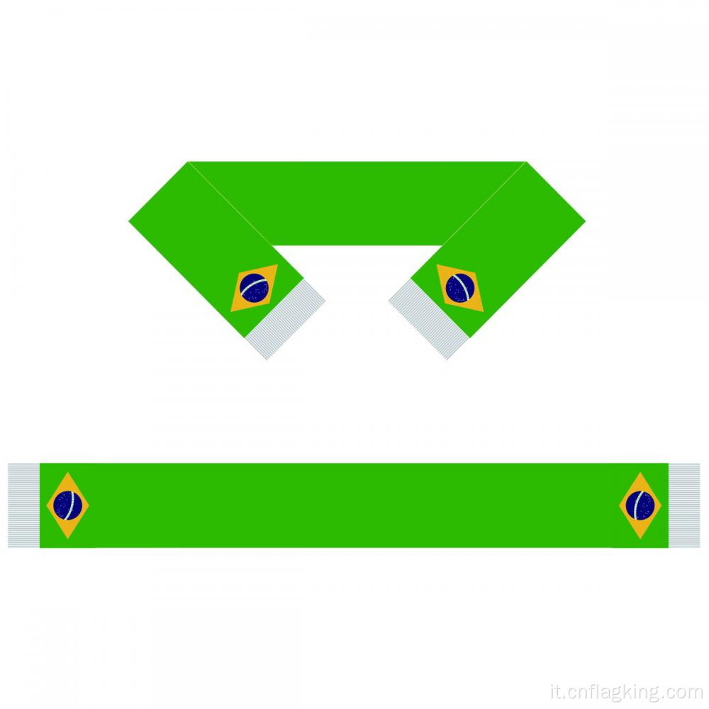 Sciarpa dei tifosi di calcio della squadra di calcio della bandiera nazionale del Brasile 15*150cm