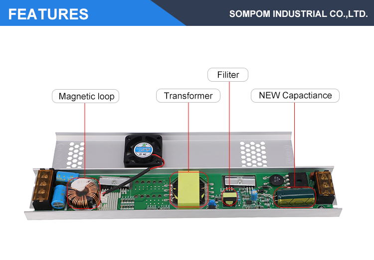 Ultra Thin Slim Switching SMPS LED Driver DC 12V 25A 24V 12.5A 300W Power Supply