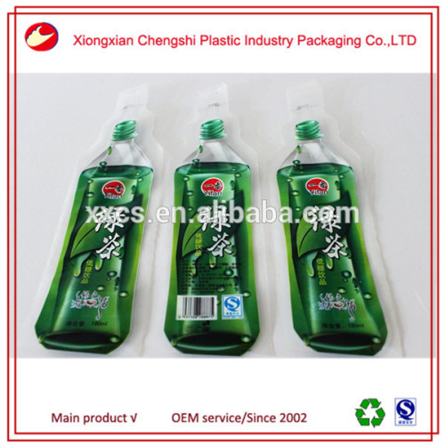 ice tea plastic drinking bags,green tea bottle shape soft drinks bags