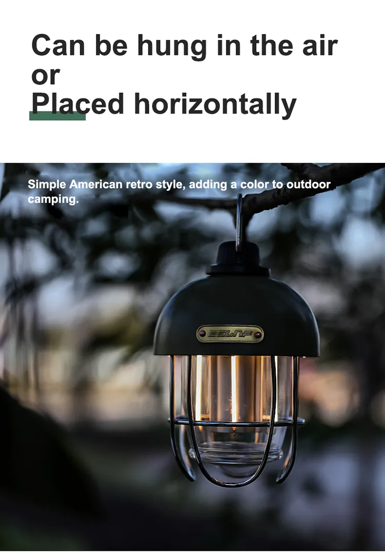 Retro LED Solar Camp Light with Built-in 18650 Battery