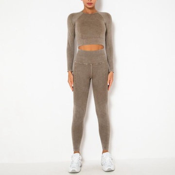 Yoga Leggings Långärmad Crop Top