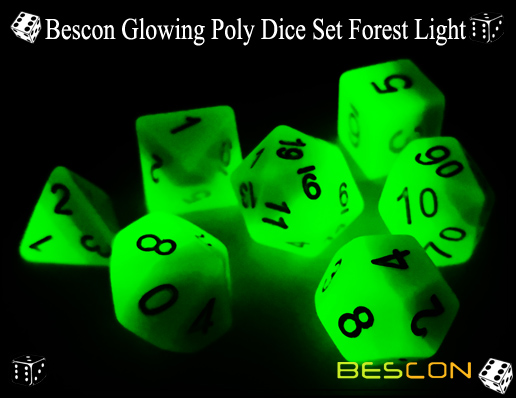 Bescon Glowing Poly Dice Set Forest Light-7