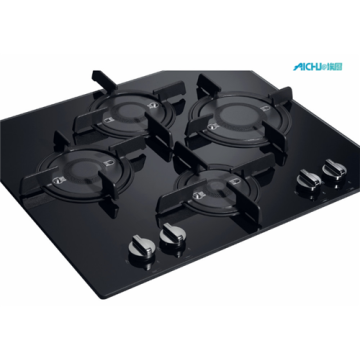 Hotpoint - Cocina de gas con 4 quemadores, placa de cerámica negra