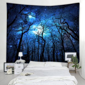 Starry Tapestry Galaxy Tapestry Night Sky Wall Hanging Forest Tapestry Tree Tapestry 3D Printing Wall Art for Living Room Bedroo