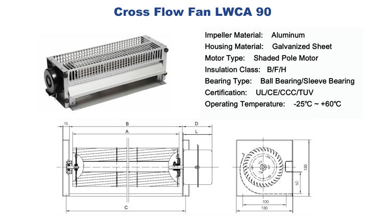 LWCA AC90 exhaust fb-9b cross flow fan