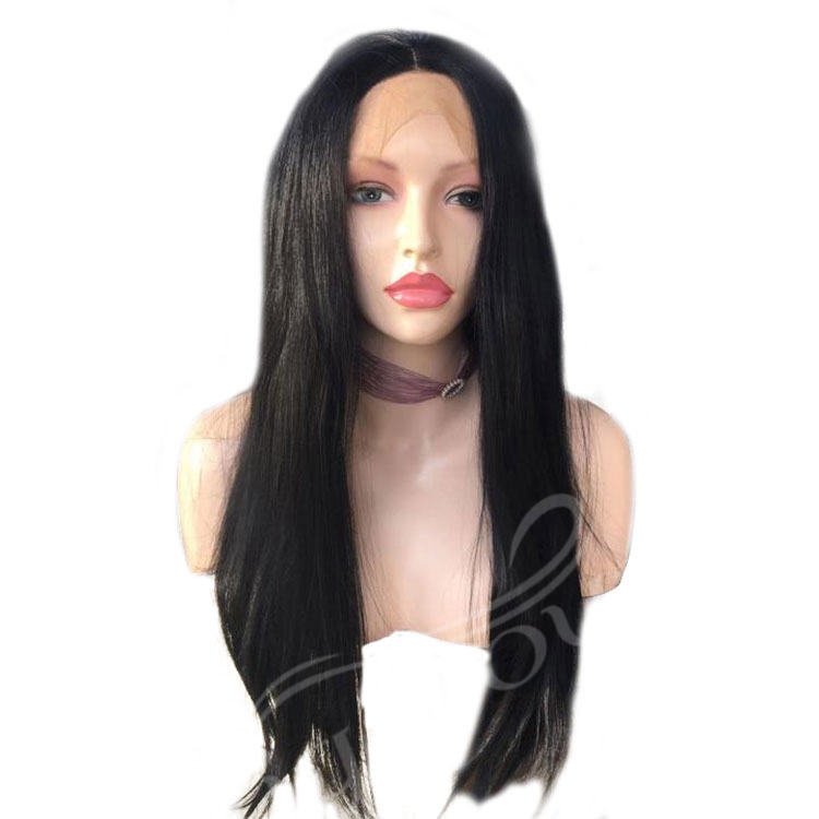 African High Quality Wholesale Pre Plucked Long Black Cheap Fiber Hair Heat Resistant Synthetic Wigs Lace Front Wigs
