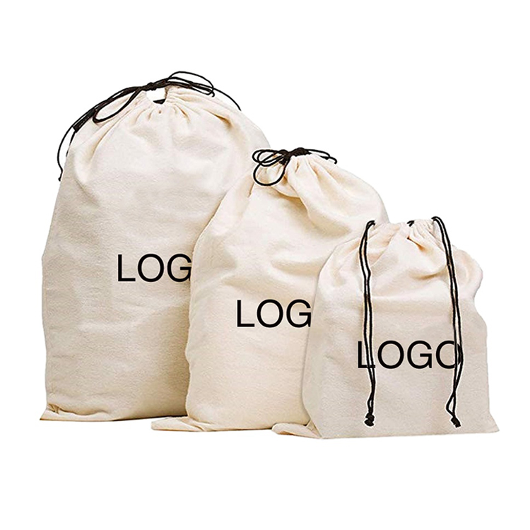 Reusable Eco-friendly Printing Logo Canvas Drawstring bags Cotton Shoe bag for shoes