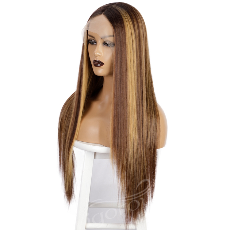 Lace Front Wig for Black Women highlight Honey Blonde Futura Fiber Synthetic wigs Heat Resistant Free Parting