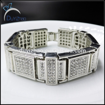 factory wholesale silver color iced out mens bracelets hip hop mens bracelets