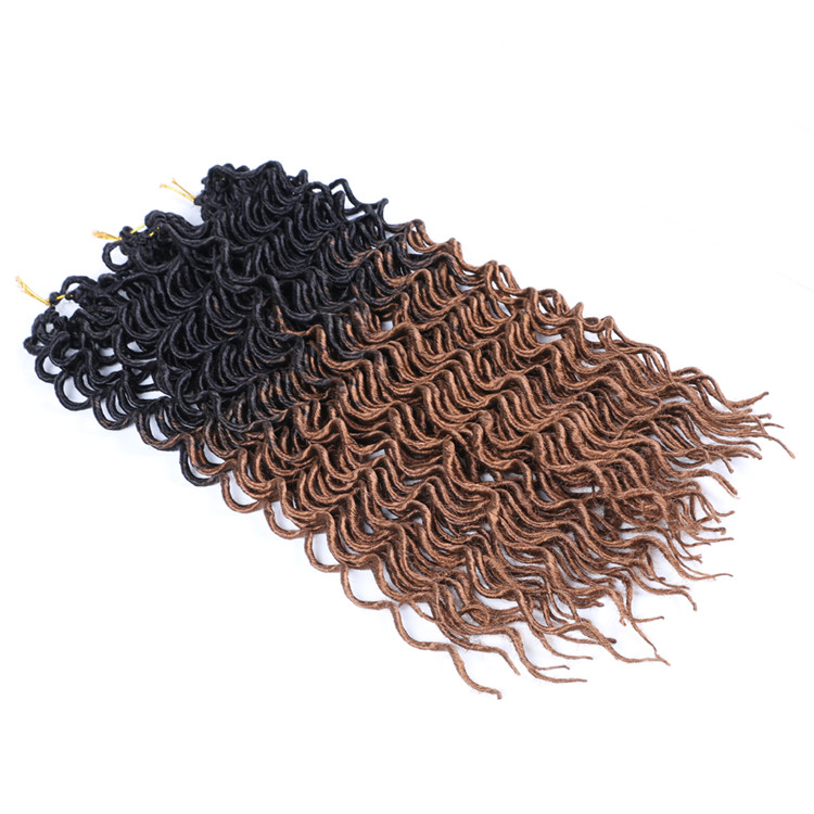 Wholesale 18 inch Curly Faux Locs Wavy Goddess Locs Crochet Hair Braids Pre looped Synthetic Hair Extension Wavy Soft Dreadlock