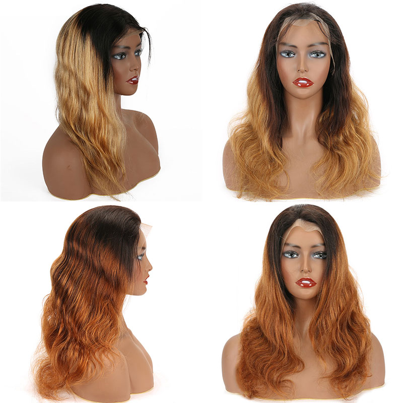 cheap wigs with lowest price,two tone color t1b/27 4*4 closure lace wig human hair