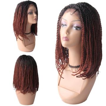 Fast delivery kinky twist braided lace wig, ombre  front lace wig braided