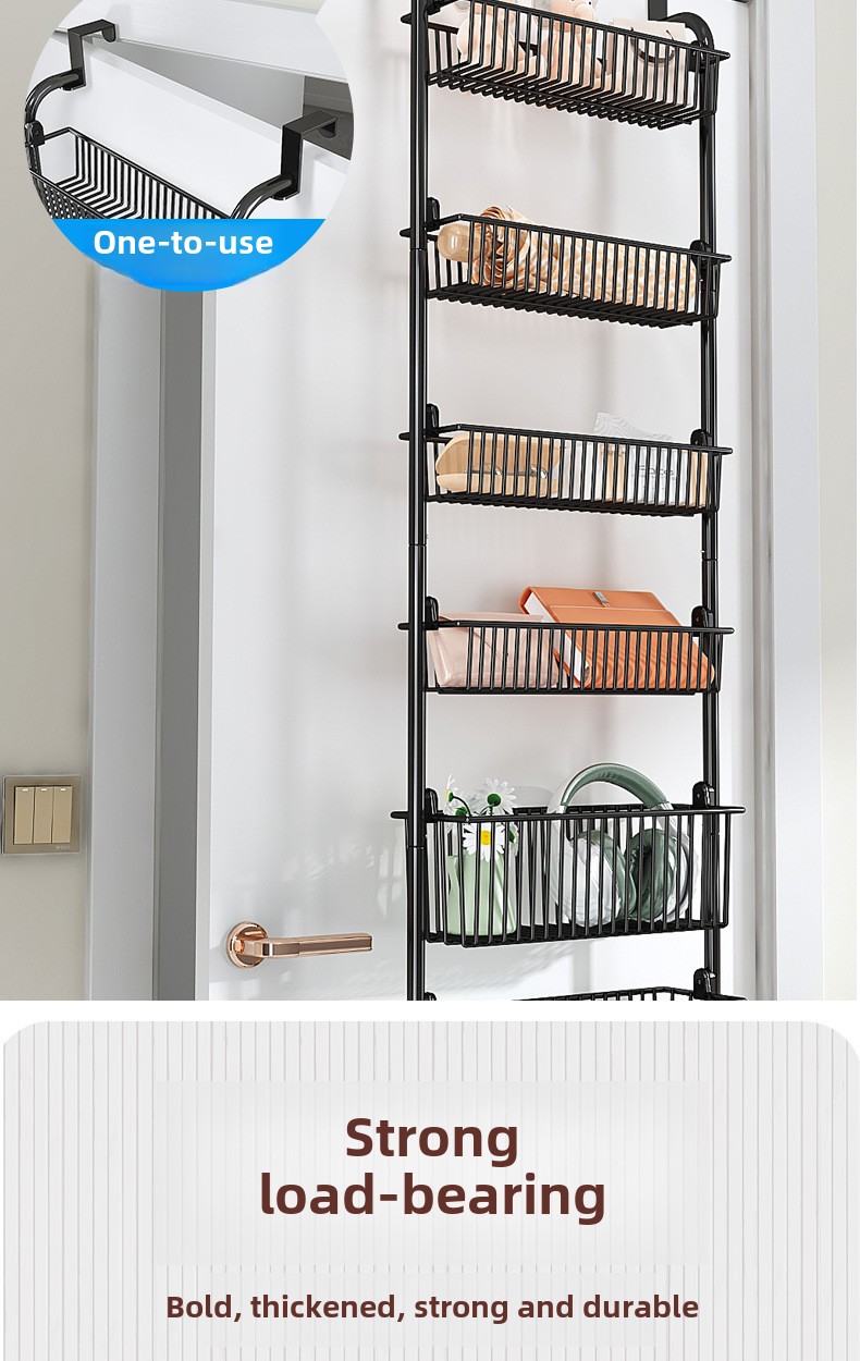رف تعليق خلفي متعدد الطبقات بدون حفر Multi-Layer No-Drill Door Back Hanging Rack