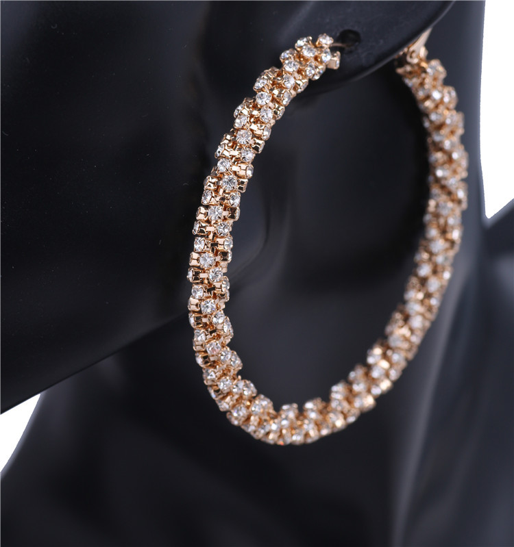 30mm - 70mm diamond hoop earrings gold silver large small twisted rhinestone hoop earrings custom hoop earrings