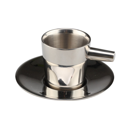 Double Wall Coffee Cup With Plate And Handle