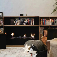 304 Stainless Steel Ethanol Fireplace, 1100mm Wall Recessed Alcohol Fireplace for Indoor Use