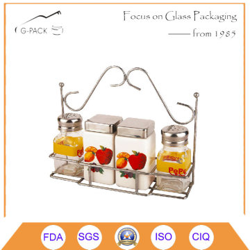 Set of 3 Spice Container Rack, Spice Jars with Cap