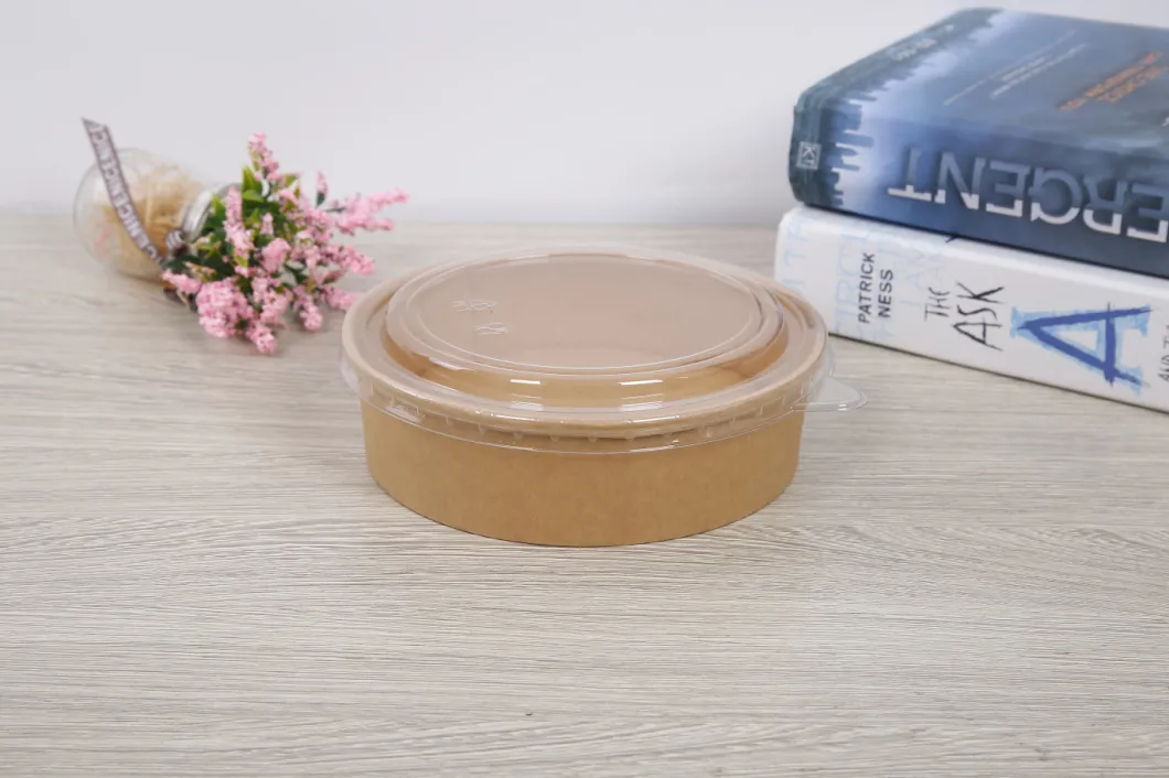 Kraft Paper Salad Bowl with Plastic Lid