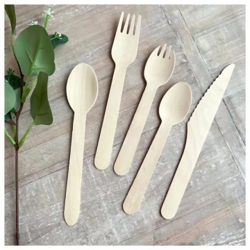 Wooden cutlery knifes forks spoons