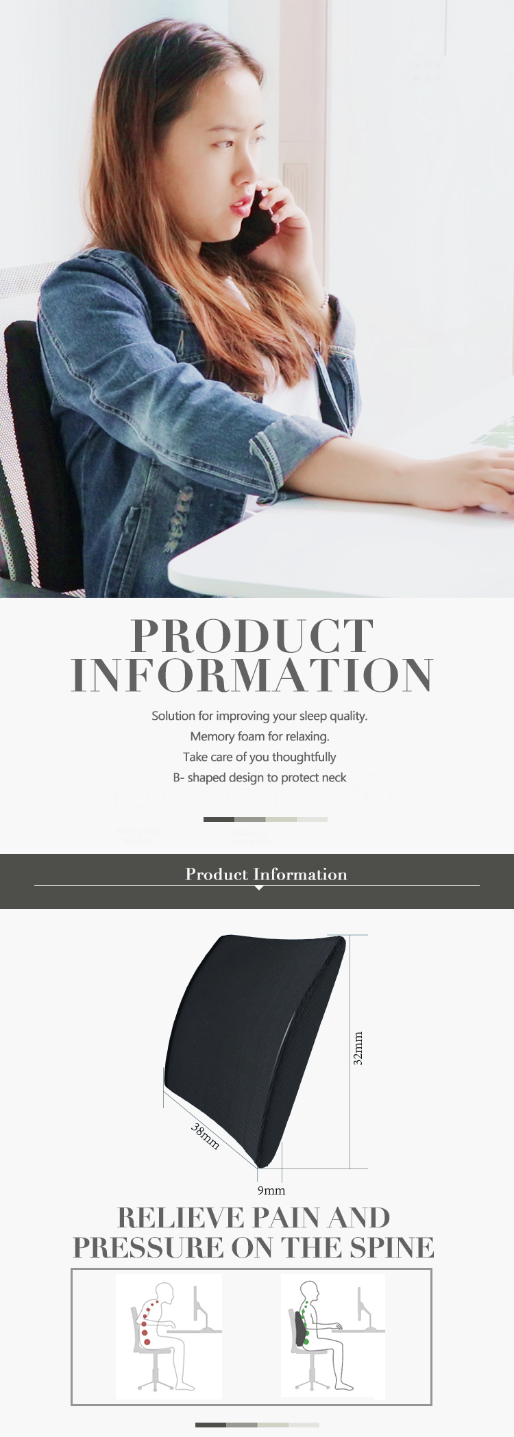 SPONDUCT Custom Posture Pillow,Back Wedge Pillow,Ergonomic Back Pillow Chair