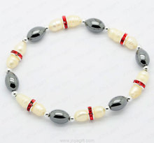 pearl hematite drum beads bracelet