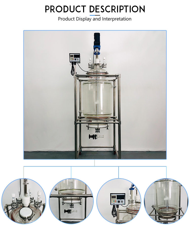 High Efficiency 80L Filter Chemical Equipment Lab Crystallization Glass Reactor