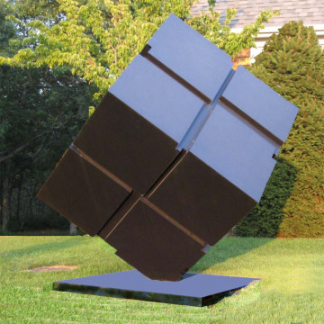 Modern art metal outdoor decoration stainless steel cube sculpture
