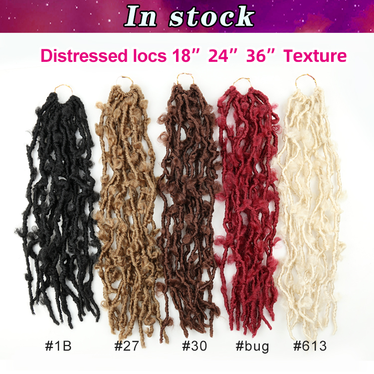 Julianna 36 Handmade Colorful 12 Inch Faux 24In Distressed Crochet Hair Locs Synthetic Premade Soft Locks Extension