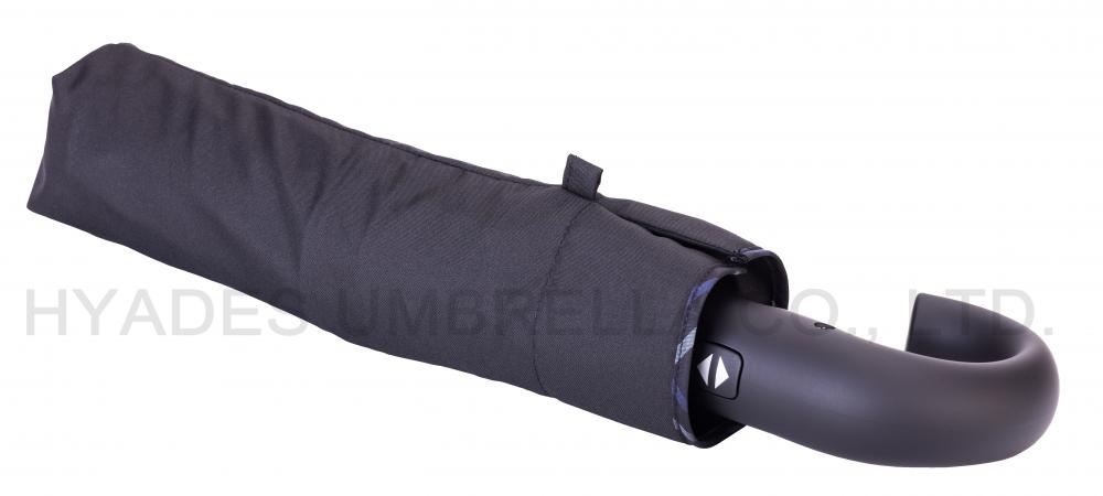 Black Mens Folding Umbrella Windproof Hook Handle