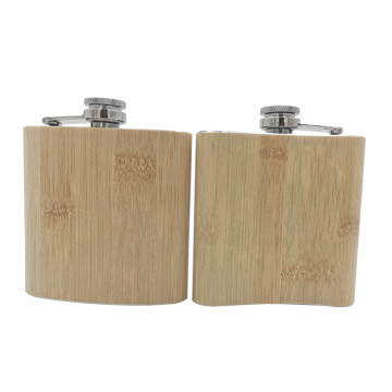 Personalized Stainless Steel Wine Flask with Bamboo Cover