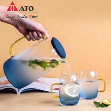 ATO Blue Crystal Glass Pitcher Water Kettle Jug
