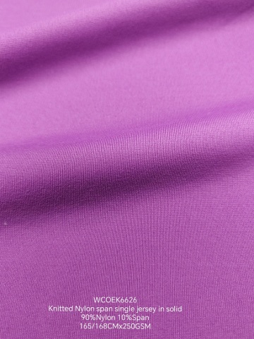 Knitted Nylon spandex single jersey fabric in solid