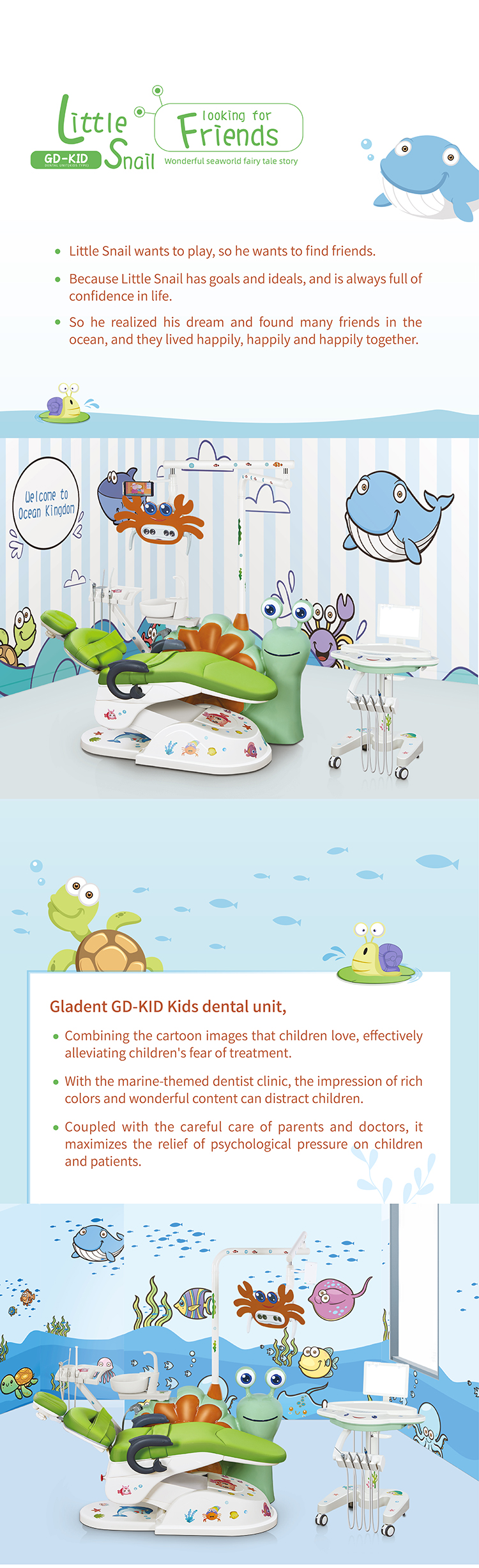 Hot Selling GD-KID  Dynamic Portable Dental Unit With LED Sensor Light With 24V D.C  Noiseless Motor