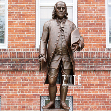 Outdoor garden life size metal figure bronze franklin statue