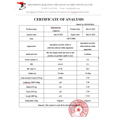 Fabrikant Supply Food Grade Maltodextrine