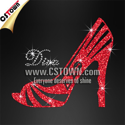 Diva red high heel glitter rhinestone delta sigma theta greek letter iron on