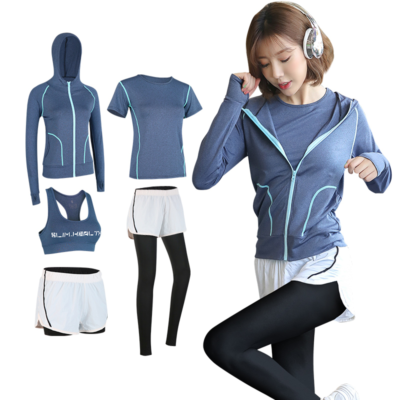 Sport Suits Athletic Tracksuits Fitness Yoga Running Factory Custom Women's 5pcs Women Plaid Adults Plus Size Sets Quick Dry