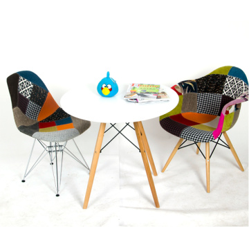 Eames Fabric Covered Chair with Chromed Leg