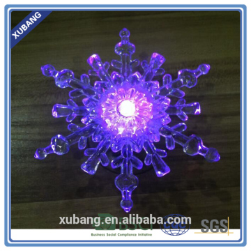 Clear acrylic snowflake ornament with LED light and suction cup
