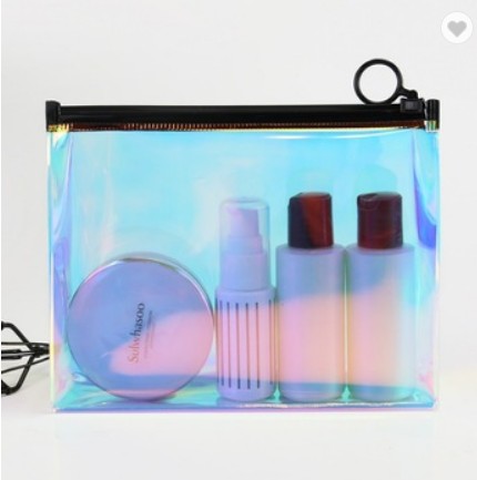 Fashion Customized Holographic PU leather cosmetic makeup bag