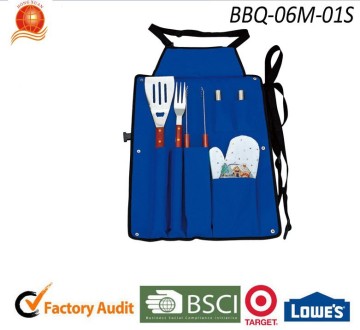 Grilling tool set for barbecue apron tool set