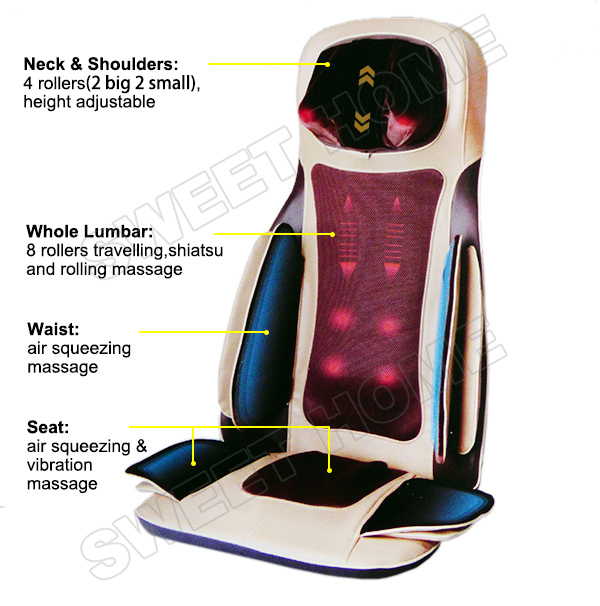 Air Squeezing Neck and Back Shiatsu Massage Cushion