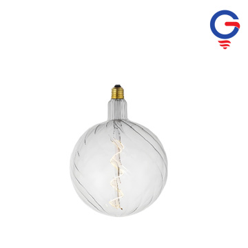Clear Spiral Textured Glass Globe LED Bulb