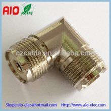 90 degree right angle double SO 239 UHF female socket jack adaptor RF connector